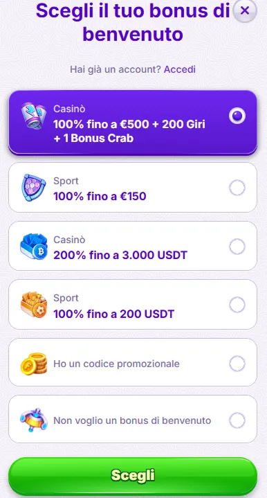 Bonus di Benvenuto della Sezione Scommesse Sportive Bonus di Benvenuto della Sezione Scommesse Sportive